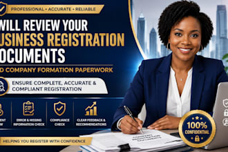 review business registration documents and company formation paperwork
