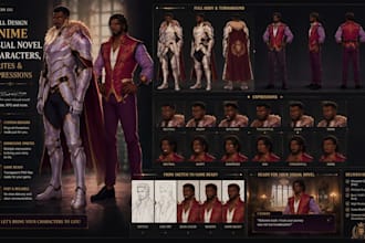 design anime visual novel characters, sprites and expressions