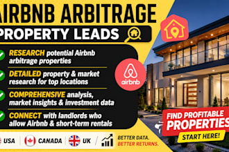 find airbnb rental arbitrage property leads in the US UK and canada