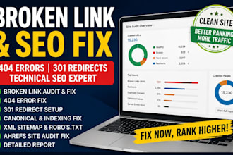audit and fix broken links, 404 errors and technical SEO issues across sites