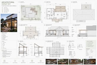 do architectural permit blueprint for floor plan porch deck pergola drawing set