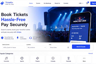 build ticket booking app with stripe payment gateway integration
