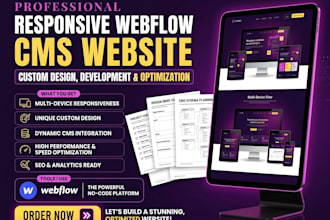 responsive webflow cms website custom design webflow development optimization