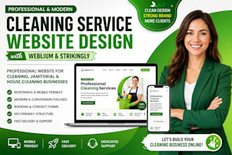 design cleaning service website house janitorial website via weblium strikingly