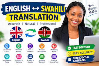 be your native swahili to english and english to swahili