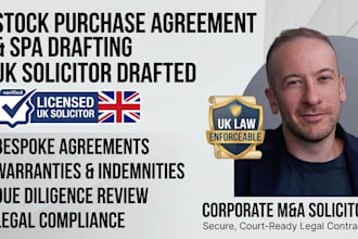 draft standard stock purchase agreement as UK solicitor