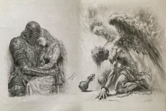 draw a realistic charcoal and graphite portrait drawing from your photo