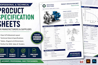 create technical product specification sheets for manufacturers and suppliers