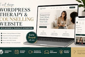 design wordpress therapy counselling website with booking telehealth integration