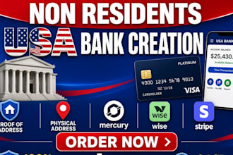 assist with USA bank setup, mercury wise stripe US address and llc non residents