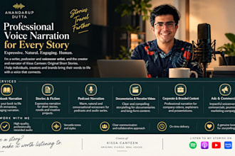 narrate your story, audiobook or podcast with an expressive voice