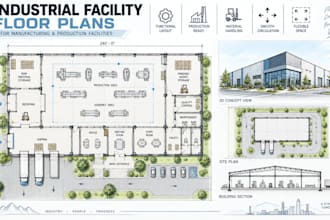 design manufacturing facility floor plans industrial architectural blueprint cad