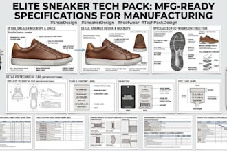 design shoe tech pack, sneaker design, and footwear design for manufacturing