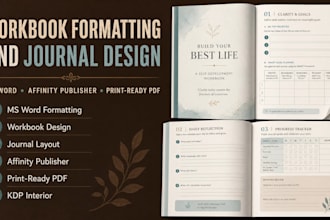 do ms word document formatting, workbook journal design in affinity publisher