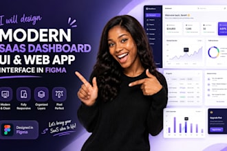 design modern saas dashboard UI and web app interface in figma