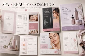 design spa, cosmetics and beauty salon brochures, flyers and catalogs