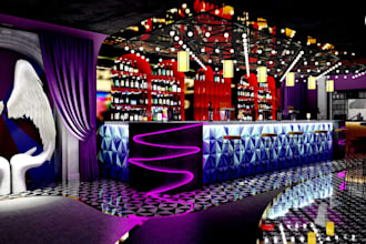 render cocktail nightclub bar interior design,VIP lounge,plan,kinetic architectu