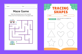 design custom kids worksheets and preschool activity books
