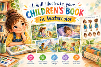 illustrate your childrens storybook in watercolor
