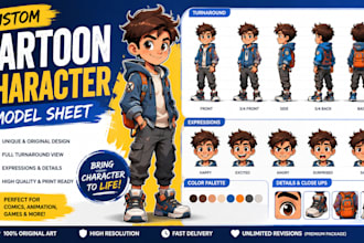 create a custom cartoon character model sheet