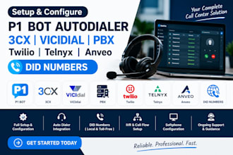 setup p1 bot autodailer 3cx vicidial pbx twilio telnyx anveo did numbers