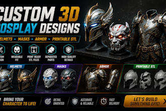create custom 3d cosplay helmets, cosplay masks cosplay armor and printable stl