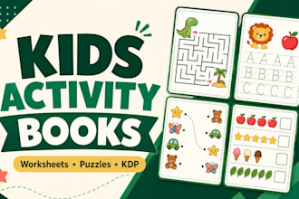 design kids activity books worksheets and KDP interiors