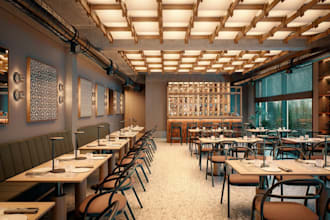 design 3d restaurant interior, cafe design, bar interior