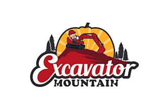 made custom illustration logo for mount excavator mega slide