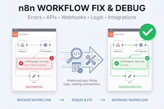 fix debug and optimize your n8n workflow errors, webhook and API issues