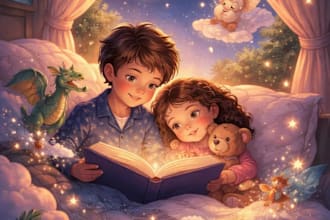 create magical bedtime story children character  for children book and kid story