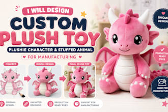 design custom plush toy plushie character and stuffed animal for manufacturing
