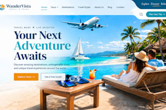 design travel agency website, tour, tourism website, hospitality website