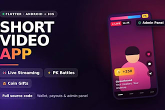 develop a short video app with live streaming, pk battles and coin gifts