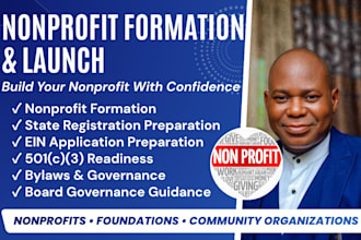 help with nonprofit formation, registration, ein, bylaws and 501c3 readiness