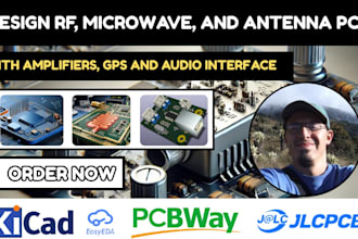 design rf, microwave, and antenna pcb with amplifier, gps, and audio interface
