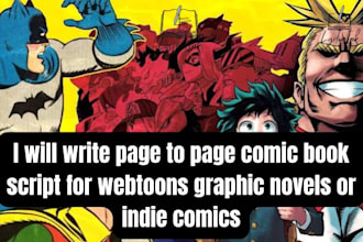 write page to page comic book script for webtoons graphic novels or indie comics