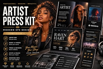 design a artist epk press kit and media kit for musicians