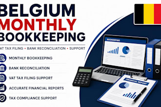 provide belgium monthly bookkeeping vat tax filing bank reconciliation support