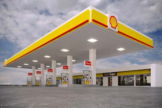 create 3d filling station, 3d oil and gas station design, 3d car wash rendering