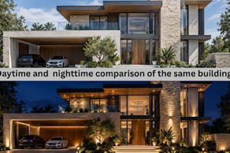 design architectural exterior facade and outdoor lightening