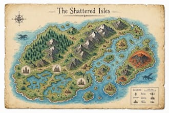 design a custom fantasy world map with unique locations