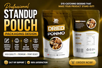 design pouch packaging label, stand up pouch bag, food supplement pouch design