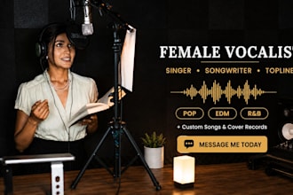 be your female pop and edm vocalist for custom songs and topline hooks