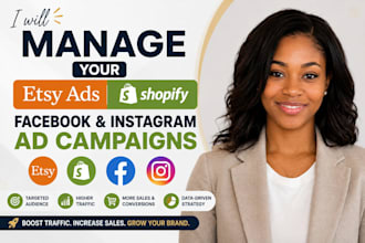 manage your etsy ads or shopify facebook and instagram ad campaigns