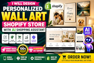 design custom wall art shopify store canvas print store with ai shopping agent