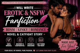 write erotic nsfw fanfiction, bdsm, kinky romance novel, and catfight story