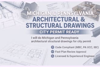 do michigan pennsylvania architectural structural drawings for city permit