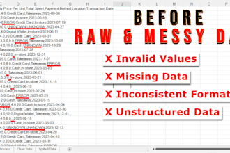 clean and transform excel or CSV data into an analysis ready dataset