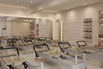 design 3d cgi yoga studio, pilates studio, and wellness spa interior